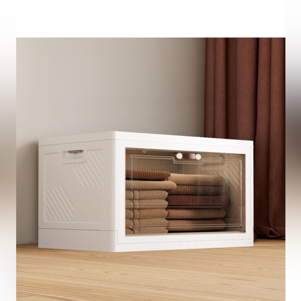 White Stackable Plastic Storage Drawer with Clear Front